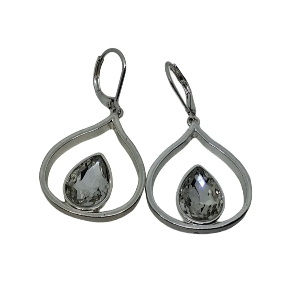 Sparkling Silver-Tone Teardrop Earrings
